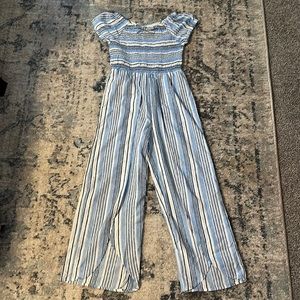 Like new! Star Ride Girls jumpsuit, blue and white, Sz S